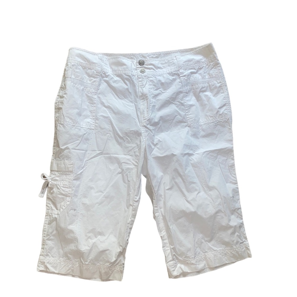 Willi Smith White Cotton Cargo Bermuda Shorts sz 12